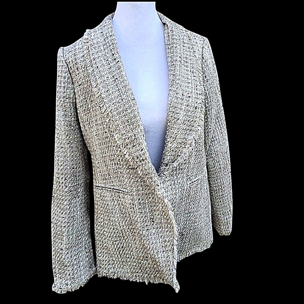 Ann Taylor Pastel Neutral Tones Tweed Blazer Women Size 8 Career Office
